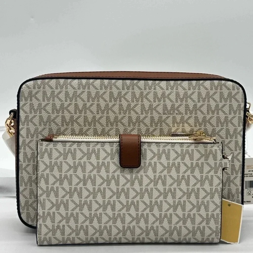 Michael Kors Large EW Crossbody Bag & Large Double Zip Wallet Vanilla